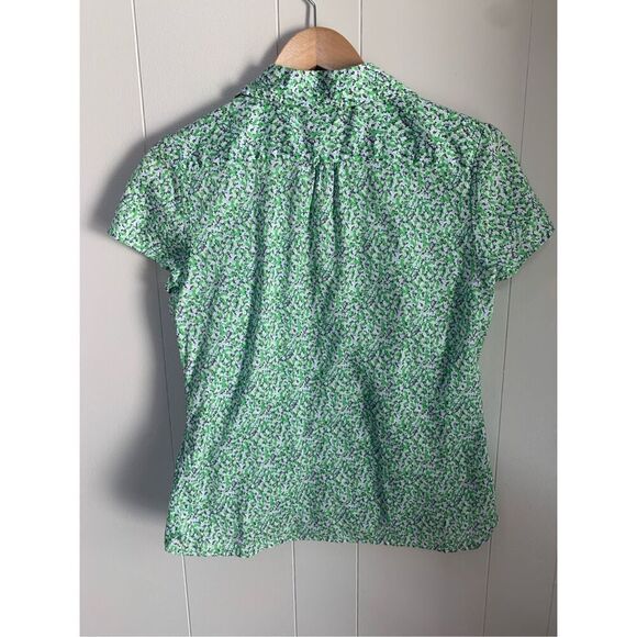 L.L. Bean: Green Floral Print Casual Shirt Small - Picture 4 of 9